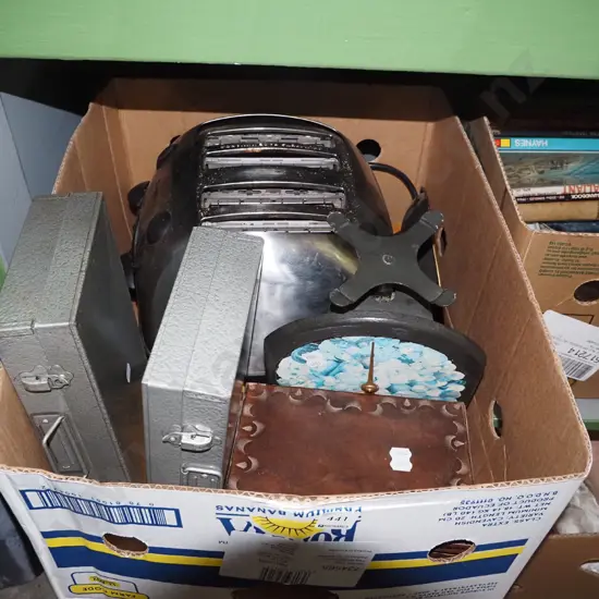 box; Breville 4 slicer toaster, storage box etc