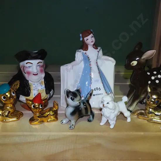 figural vase, toby jug, animal figurines