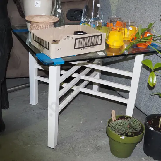 glass top and metal based end table