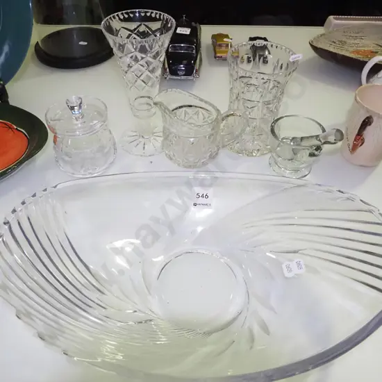 cut crystal vases, bowl, honey pot etc