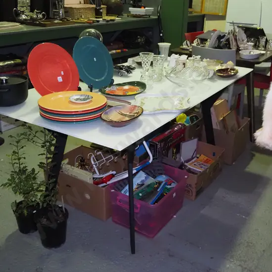 contemporary opaque top dining table/desk with black metal legs H-770 W-1800 D-900