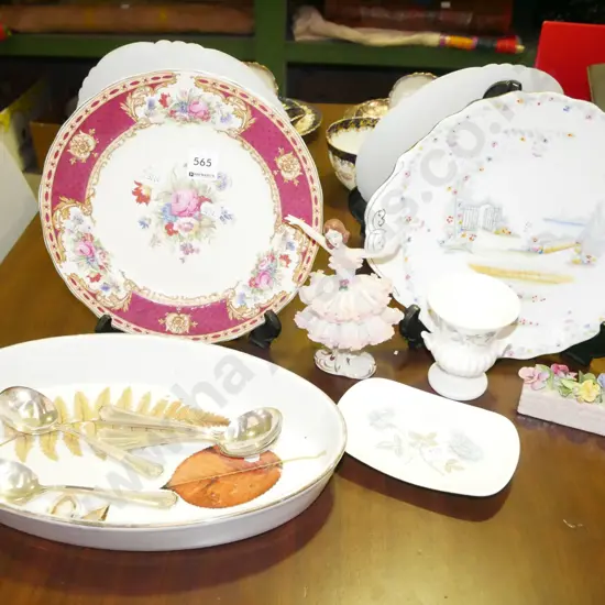 cabinet plates, baking dish, floral spray etc