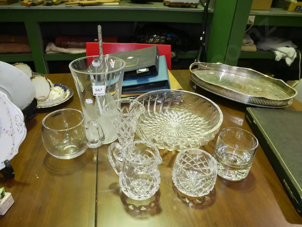 crystal creamer, sugar, tumbler etc Image 1++