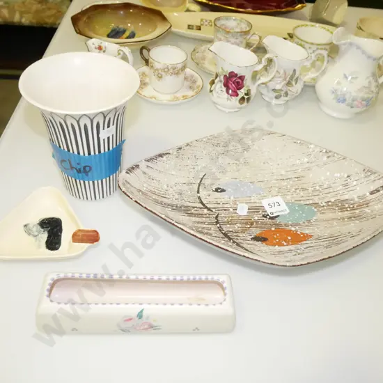 mid-century pottery, trough vase, bowl etc