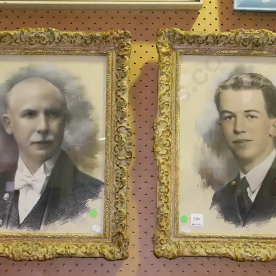 2x hand coloured photographs - portraits