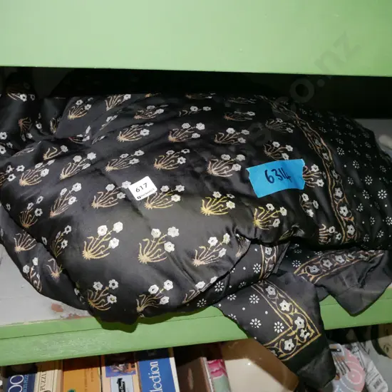 black floral print bed cover