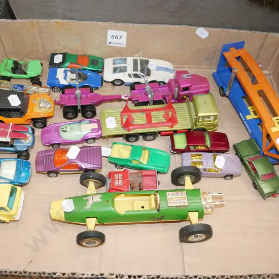 box of model vehicles