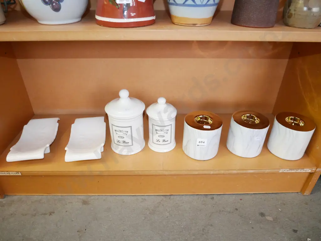 shelf, tea candle stands, ceramic lidded jars etc Image 1++