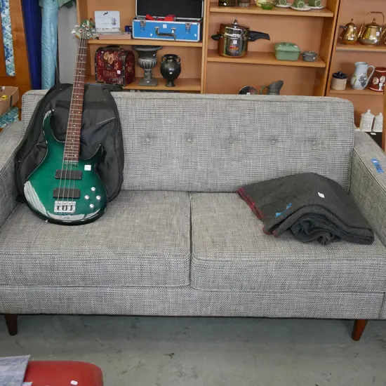 contemporary black and white upholstered 3 seater settee