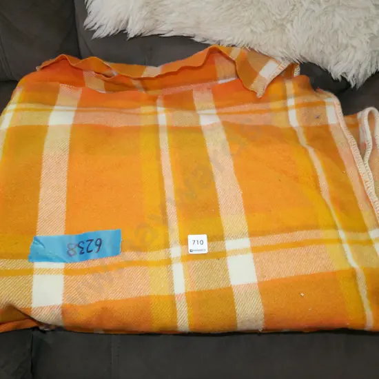 orange checked woollen blanket