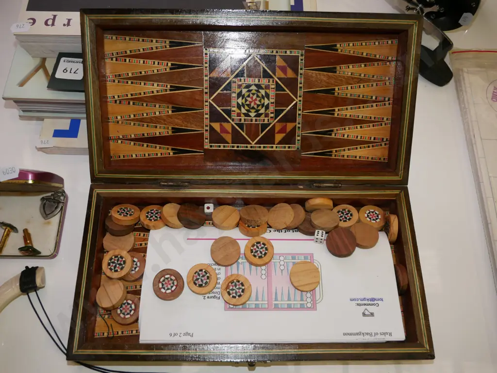 backgammon set, tusk necklace, cufflinks Image 1++