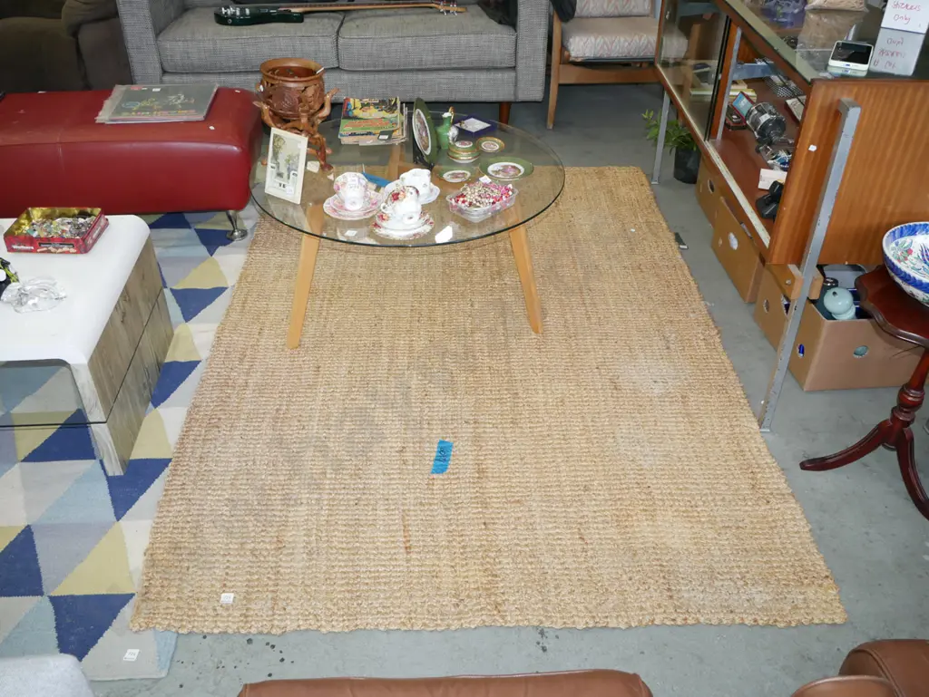 woven jute floor mat L-2180 W-1500 Image 1++