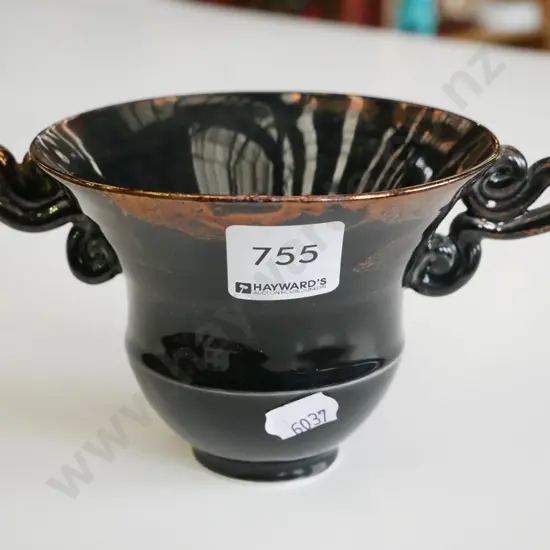 brown lustre glazed vase (Keen Dunedin)