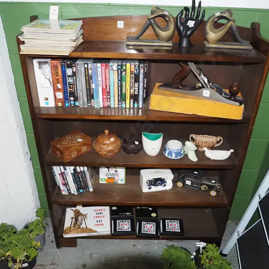 solid wood dark stained bookcase H-1190 W-910 D-210