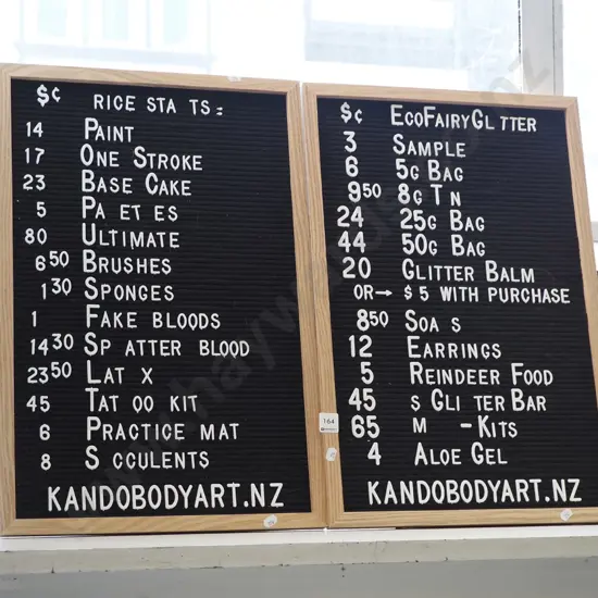 2x letter boards with additional letters and numbers