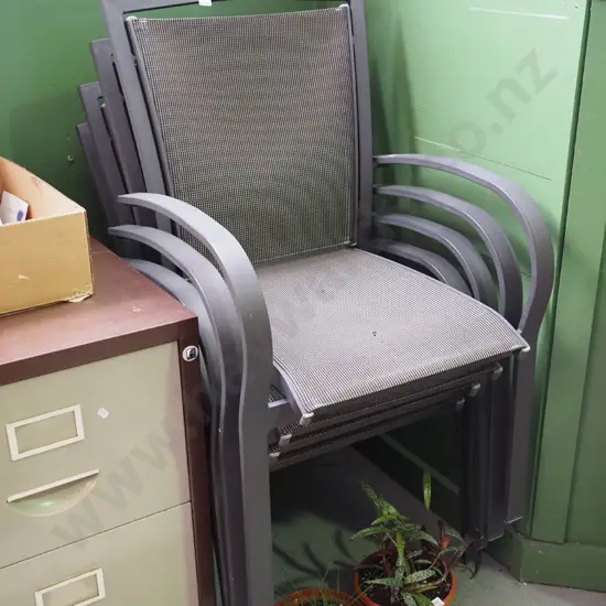 4x aluminium and canvas outdoor chairs