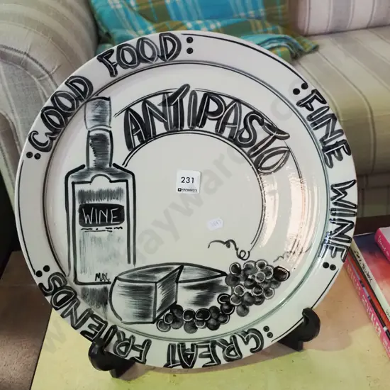 hand painted studio pottery plate Diam-350