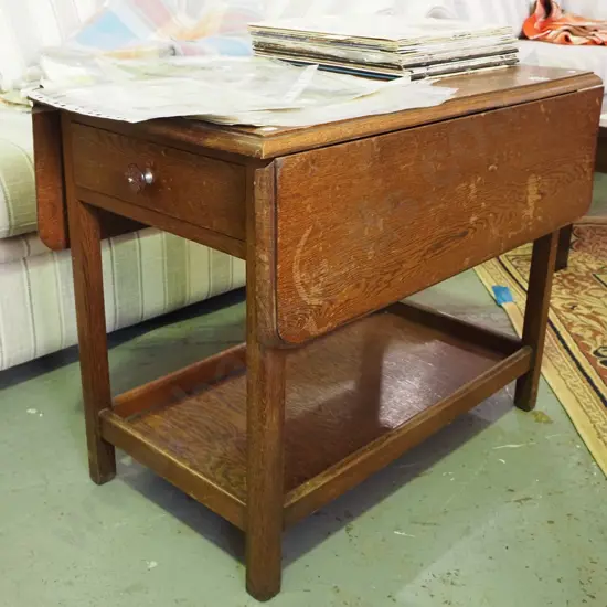 oak drop side tea wagon - no casters