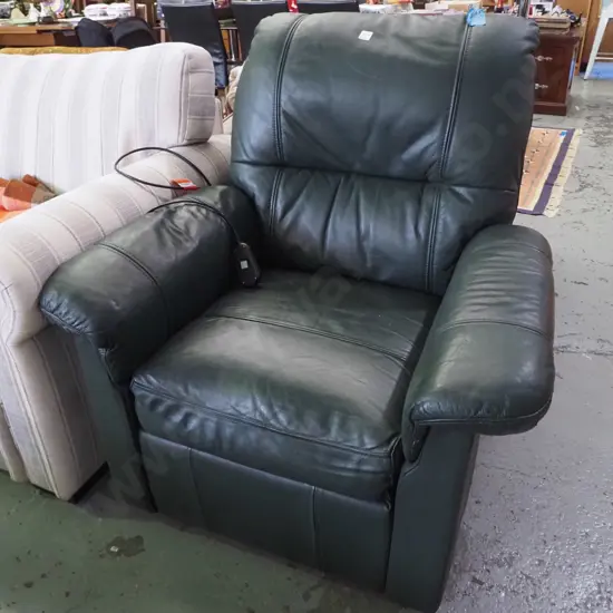 green leather electric reclining armchair