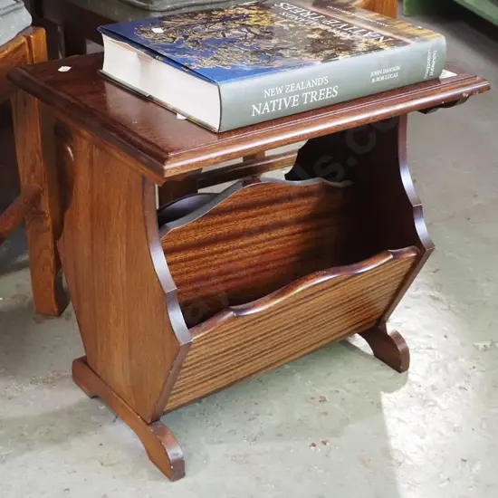 mahogany end table/magazine rack