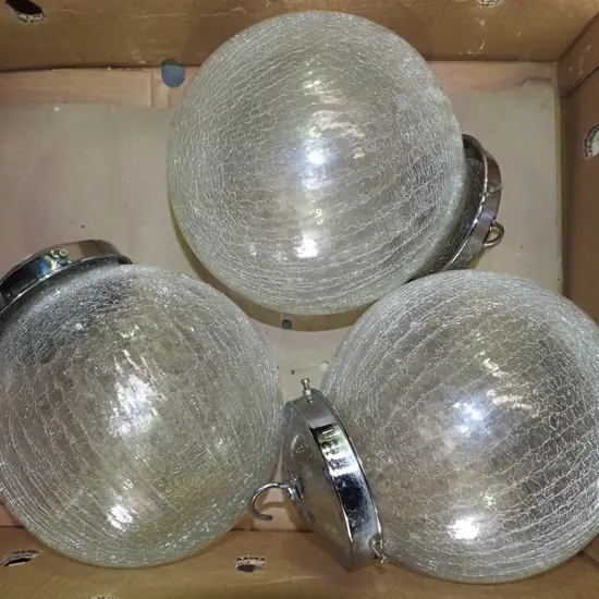 3 glass globe light fittings