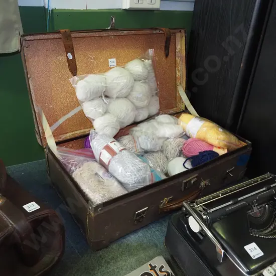 suitcase and knitting yarn
