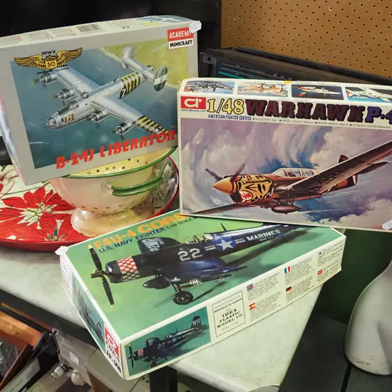 4 yet to be assembled military aircraft models