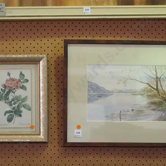 framed rose print and framed watercolour