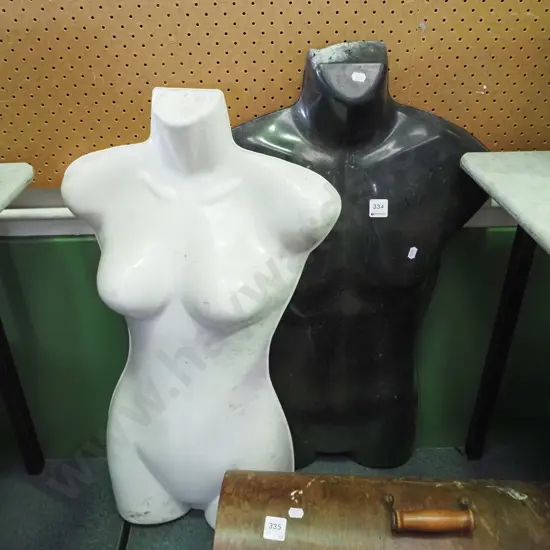 2 plastic shop mannequin half torsos