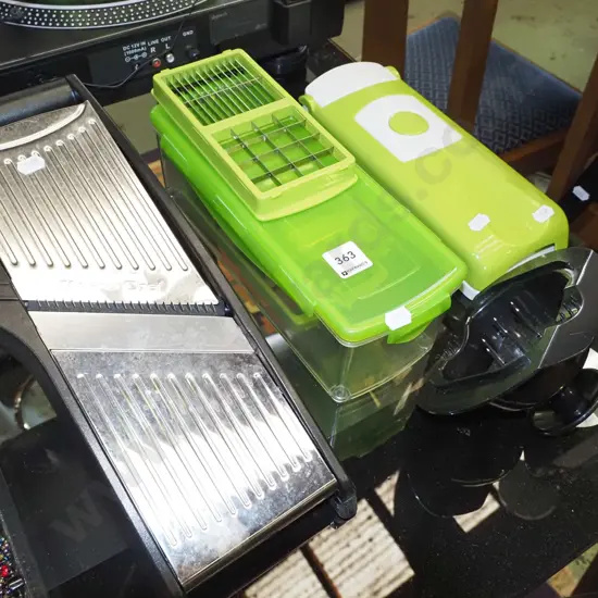 kitchen mandolin and a vegetable dicer/cutter