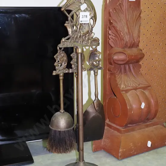 brass galleon themed fireside set