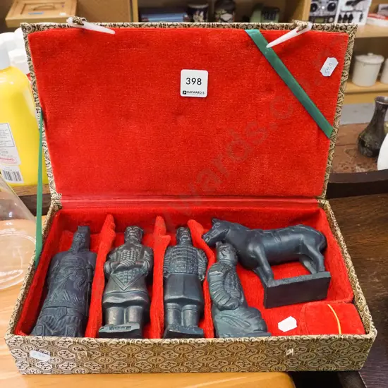 boxed set of small Chinese terracotta figures