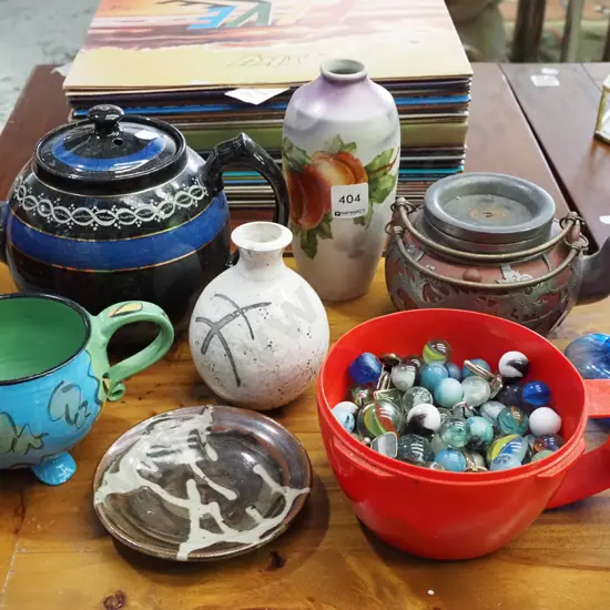 teapots, vases, marbles etc
