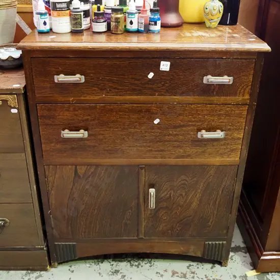 oak 2 door 2 drawer cupboard H-860 W-680 D-400