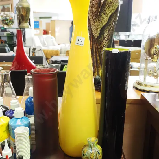 3x glass vases Tallest H-500