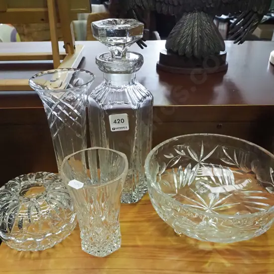 cut crystal bowl, vases etc