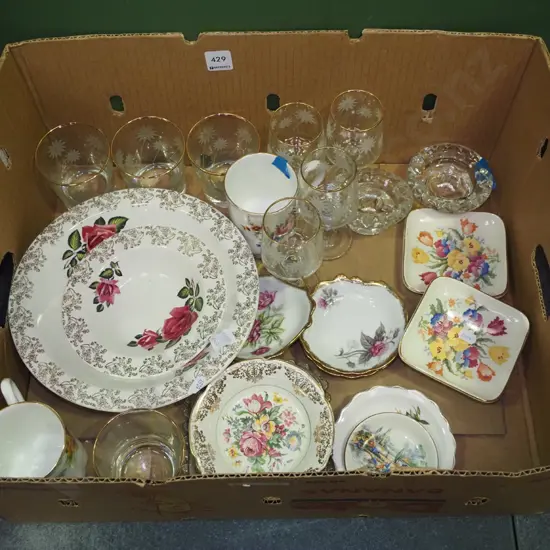 box; crystal, china, glassware