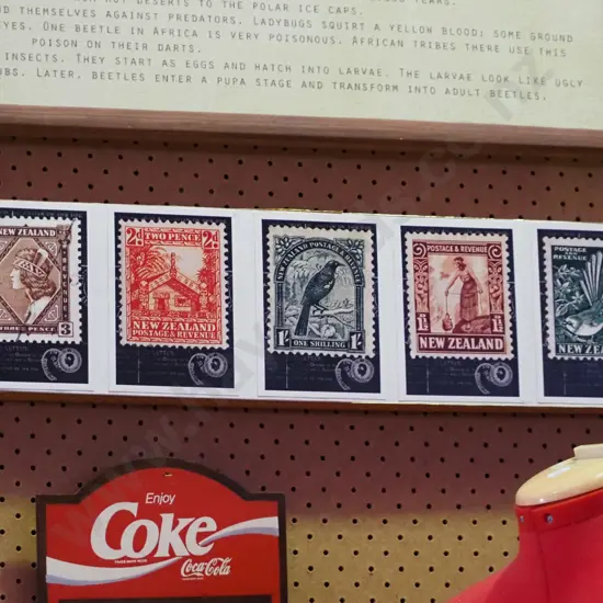 NZ stamp postcards on boxed canvas