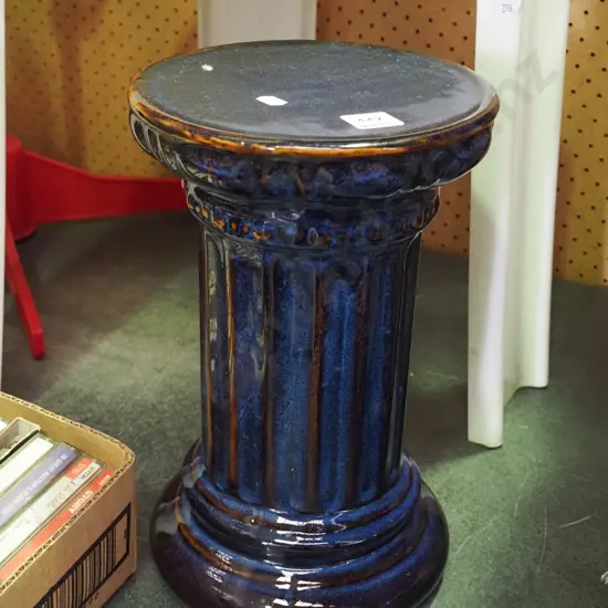 blue glazed jardiniere stand H-320