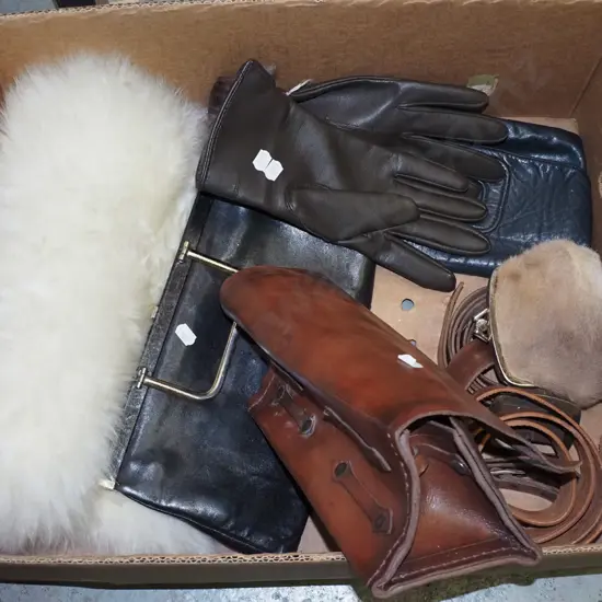 box; purses, belts, gloves