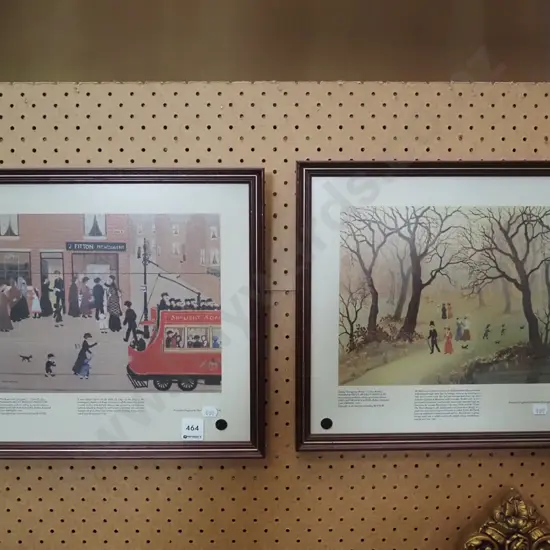 2x framed Helen Bradley prints - black dots