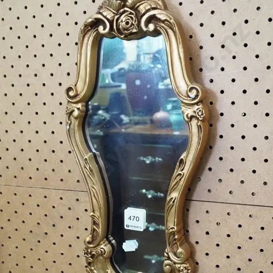 small ornate framed wall mirror H-400
