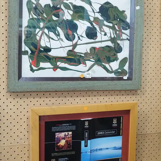 framed acrylic - abstract, framed University of  Waikato 2003 cover - orange dots