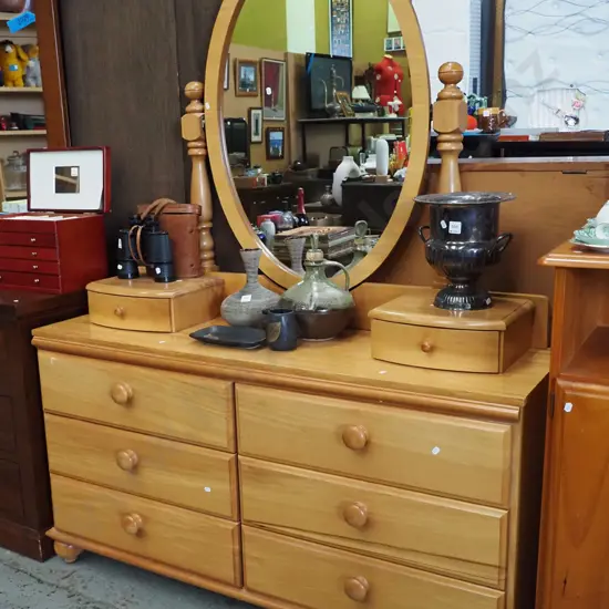 rimu and mdf 8 drawer mirror back dresser H-1720 W-1350 D-400