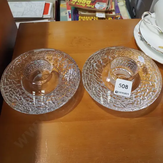 2x glass tea light candle holders