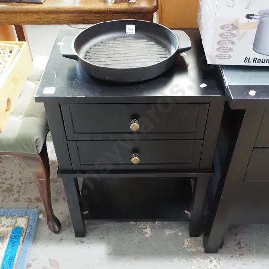 mdf black painted 2 drawer bedside cabinet