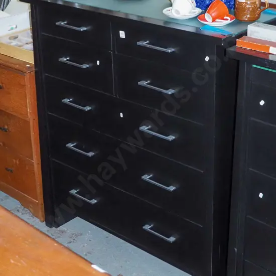 mdf black painted 7 drawer tall boy H-1170 W-1070 D-440