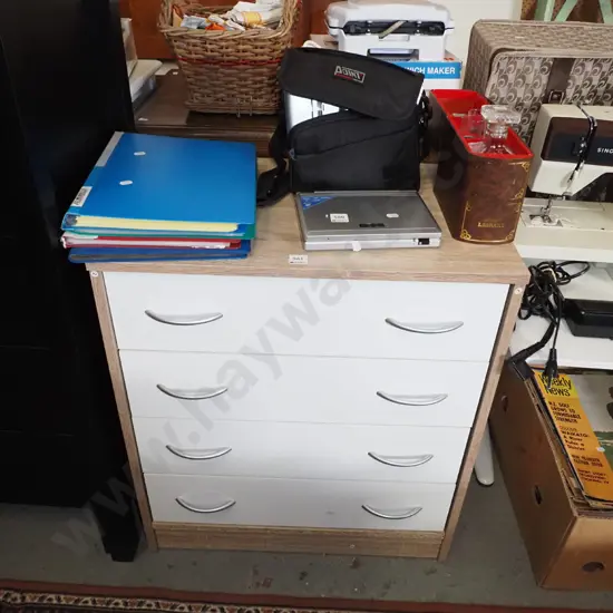 mdf faux wood veneer and melteca 4 drawer chest H-690 W-600 D-410