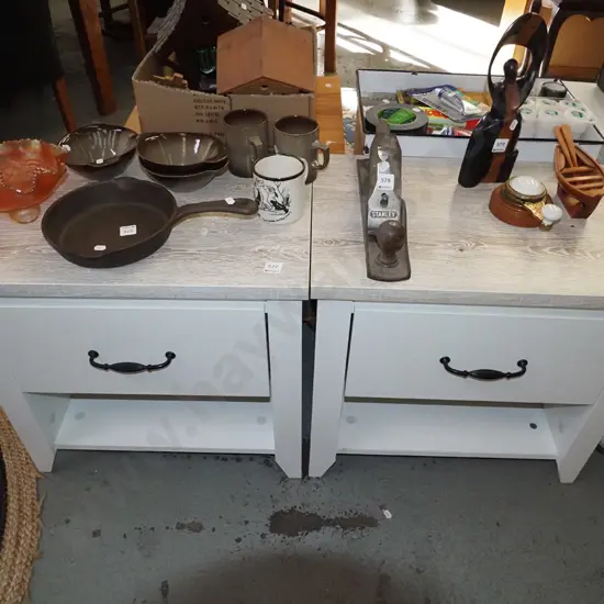 pair of mdf faux wood single drawer bedside cabinets