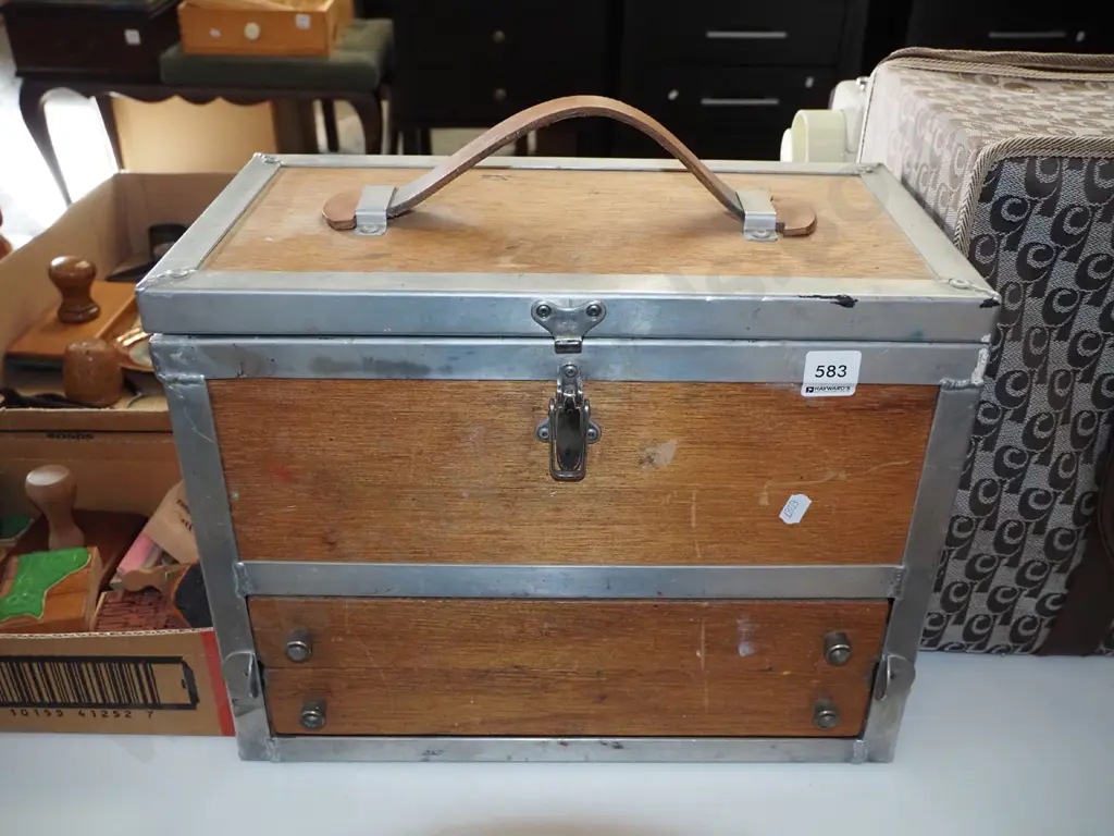 2 drawer lift-lid art supplies case with paints, brushes etc. Image 1++